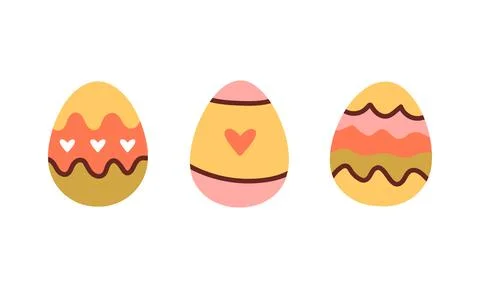 Set of multi-colored Easter eggs on a white background. Spring holiday Stock Illustration