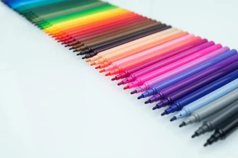 Set of multi-colored felt-tip pens for drawing and creativity. Drawing and co Stock Photos