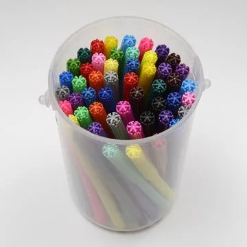 Set of multi-colored felt-tip pens in a plastic container Stock Photos
