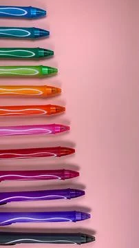 Set of multi-colored gel pens on a pink background Stock-Fotos