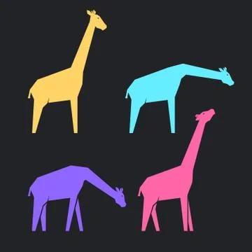 Set of multi-colored giraffes 스톡 일러스트