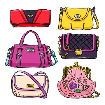 Set multi-colored handbags Ilustração Stock