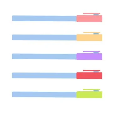 A set of multi-colored pens. Vector illustration isolated on white background Stock Illustration