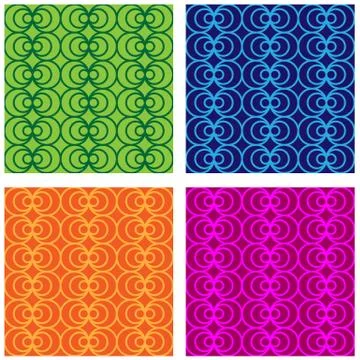 Set of multi-colored seamless patterns of circles and circles. イラスト素材