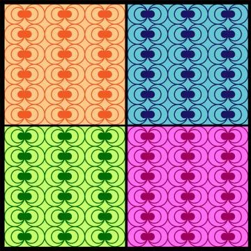 Set of multi-colored seamless patterns of circles and circles. イラスト素材