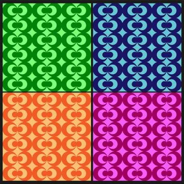 Set of multi-colored seamless patterns of circles and circles. Stock Illustration