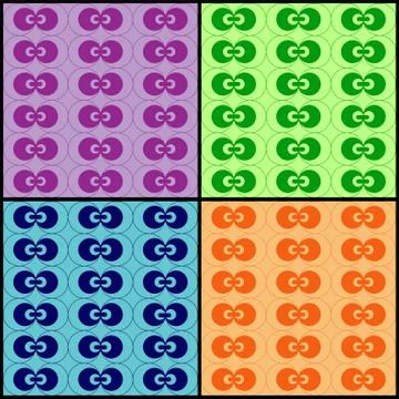 Set of multi-colored seamless patterns of circles and circles. イラスト素材