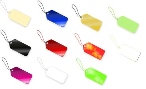Set of multi colored tag on white background for sale discounts Stock Illustration