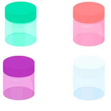 Set multi-colored transparent small jars Stock Illustration