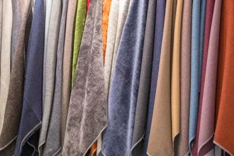 Set of multi colored upholstery samples for upholstered furniture. Stock Photos