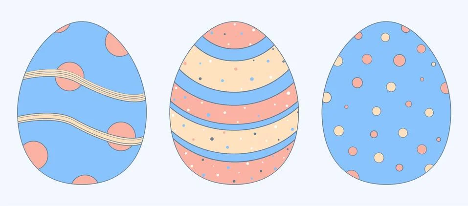 A set of multi-colored vector Easter eggs. Easter holiday Stock Illustration