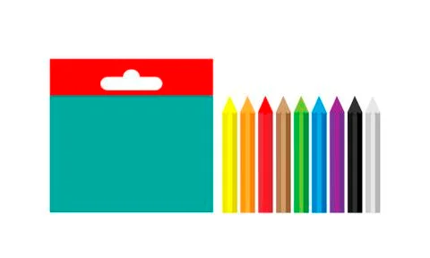 A set of multi-colored wax crayons for creativity. Vector. Stock Illustration
