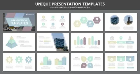 Set of multi colour elements for multipurpose presentation template slides with 库存插图