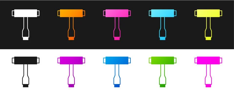 Set Multi-Function All-In-One portable skate tool T-tool for skateboard Stock Illustration