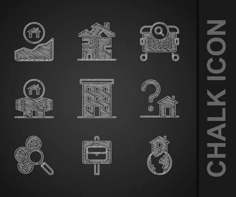 Set Multi storey building, Work search, Shelter for homeless, House with Ilustración de archivo