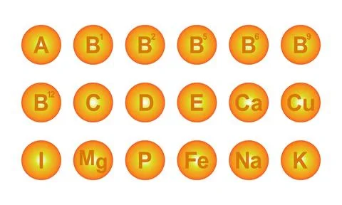 Set of Multi Vitamin complex icons Stock Illustration