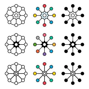 Set of Multichannel digital design icon, omnichannel flat web symbol, interne Stock Illustration