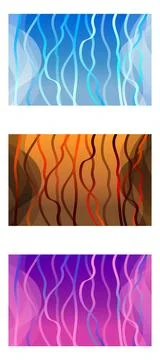 A set of multicolor abstract images with vertical lines in the form of wave. Stockillustratie