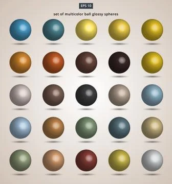 Set of multicolor ball glossy spheres Vector illustration Stock Illustration