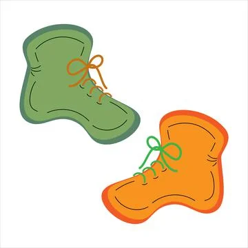 Set of multicolor of demi boots in bright muted hues . Isolate. Lifestyle Stock Illustration