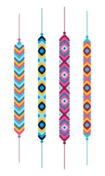Set of multicolor friendship hippy bracelets Stock Illustration