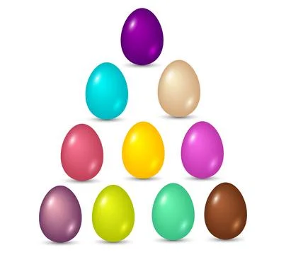 Set of multicolor simple Easter eggs on a white background.Spring holiday Stock Illustration