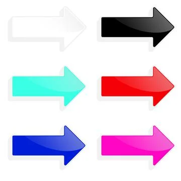 Set of multicolored arrow buttons. Vector illustration isolated on white back Stock Illustration