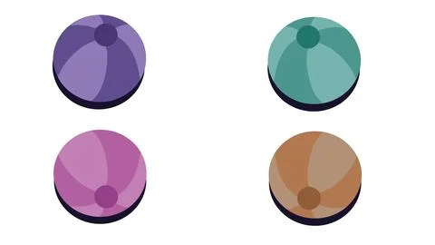 Set of multicolored balls for playing water polo on vacation on sea beach a.. Stock Illustration