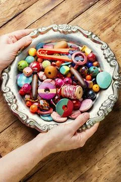 Set of multicolored beads Foto stock