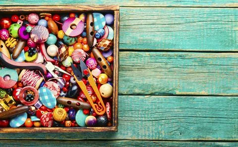 Set of multicolored beads Stock Photos