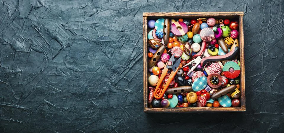 Set of multicolored beads Stock Photos