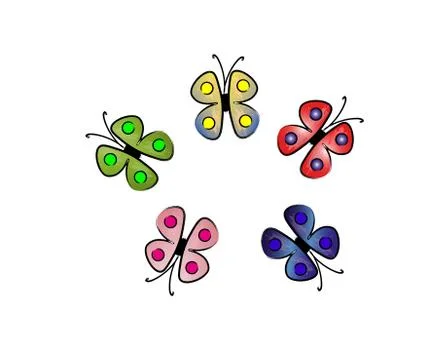Set of multicolored butterflies on white, vector illustration Stock Illustration