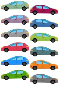 Set of multicolored car Illustrazione stock