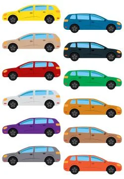 Set of multicolored car Stock Illustration