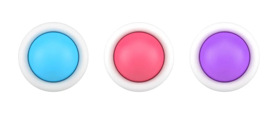 Set of multicolored circled buttons for user interface panel control power .. Illustrazione stock