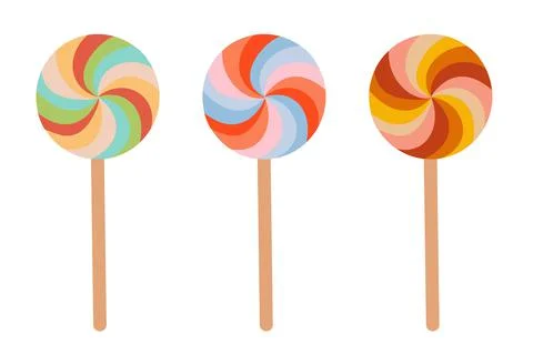 Set of multicolored colorful lollipops. . Vector illustration in a flat style. Stock Illustration