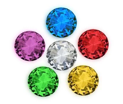 Set of multicolored diamonds on white background Stock Photos