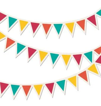 Set of multicolored flat buntings garlands isolated on white Stock Illustration