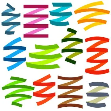 Set of Multicolored Flat Empty Ribbons Illustrazione stock