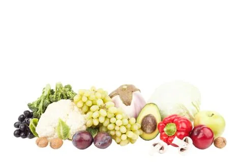 Set of multicolored fresh raw vegetables and fruits Stock-Fotos
