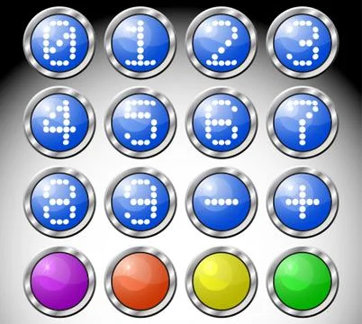 Set of multicolored glasses round buttons Stock Illustration