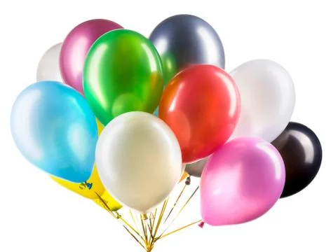 Set of multicolored helium balloons. Element of decorations for party. Foto stock