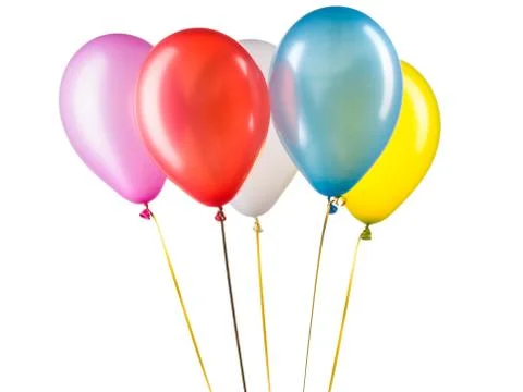Set of multicolored helium balloons. Element of decorations for party. Stock Photos