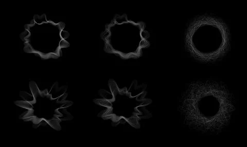 Set of multicolored neon sound wave vibrations. Sound lines, radial spectrum Stock Illustration