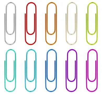 Set of multicolored paperclips Stock Illustration