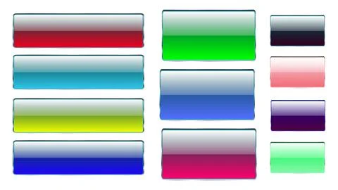 Set of multicolored rectangular and square glass transparent colorful bright  Illustrazione stock
