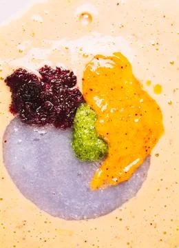 Set multicolored smears of scrub with exfoliating particles. Stock Photos