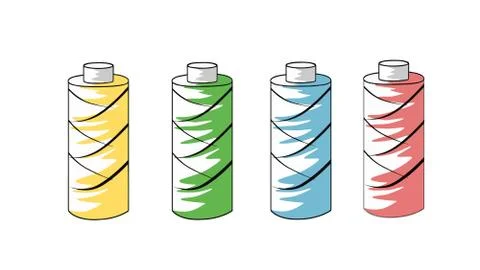 A set of multicolored threads for sewing things. A spool of thread. Vector Stock Illustration