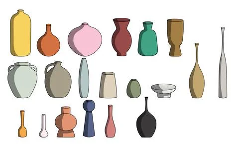 Set of multicolored vases in vector illustration Stock Illustration