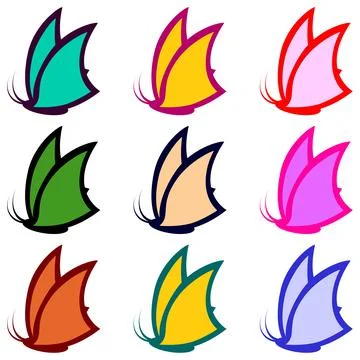 Set of multicolored vector butterflies. Vector isolated Illustrations. Stock Illustration